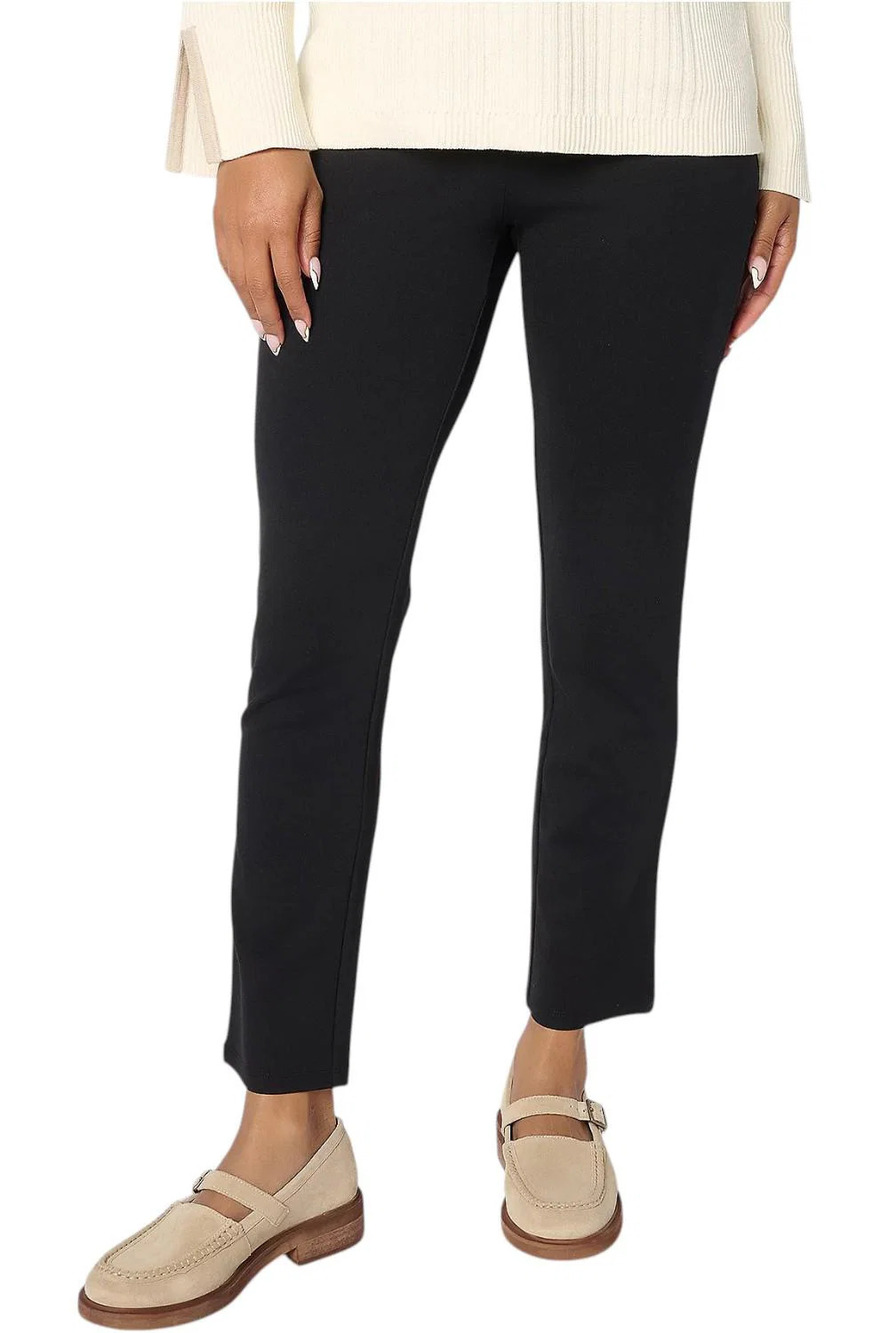 Women with Control Women's Luxe Ponte Slim Leg Ankle Pant Black - Tall